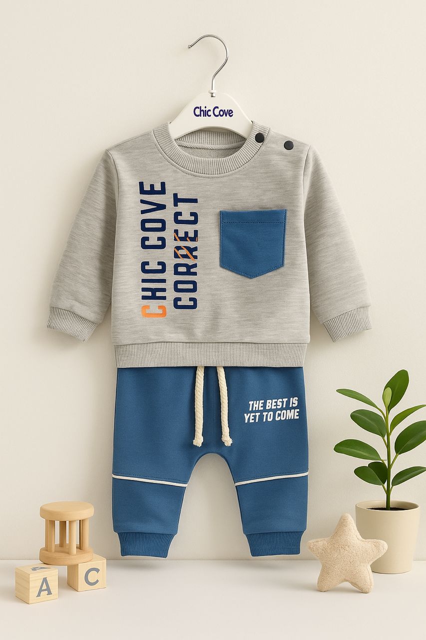 Ensemble enfant – Sweat “Chic Cove Correct” + pantalon jogging “The Best Yet To Come” 🌟