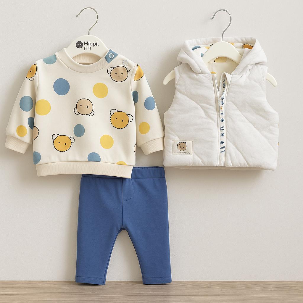 Ensemble Bébé "Ours Polka" – 3 pièces