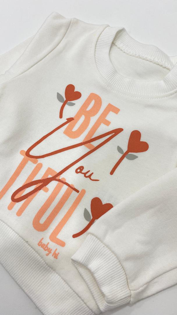 Ensemble bébé 3 pièces – Gilet matelassé fleuri avec capuche + sweat et pantalon assorti 🌸💛