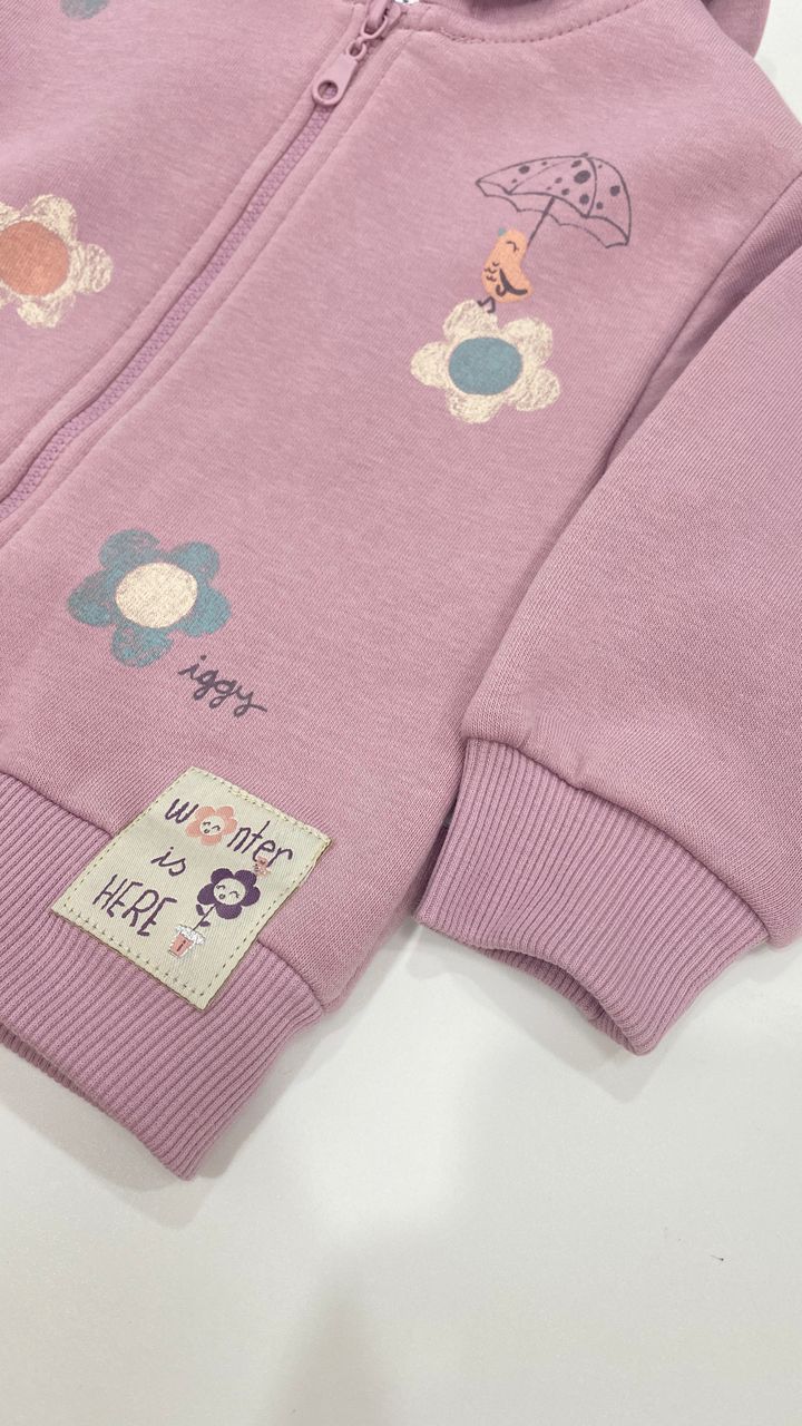 Ensemble bébé 3 pièces – Sweat-shirt à capuche fleuri + t-shirt imprimé et pantalon assorti 🌸🌈