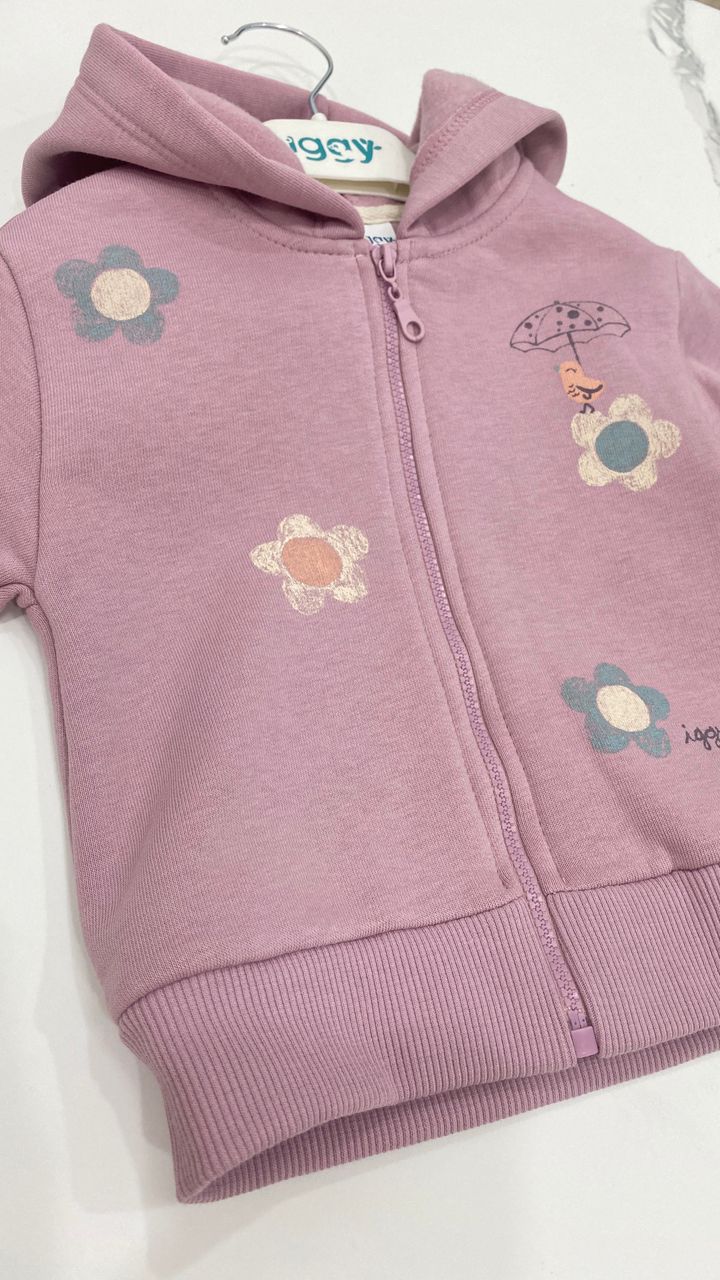 Ensemble bébé 3 pièces – Sweat-shirt à capuche fleuri + t-shirt imprimé et pantalon assorti 🌸🌈