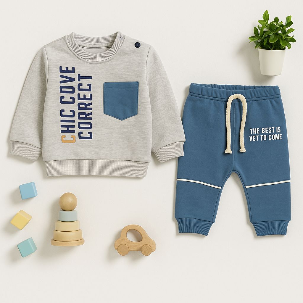 Ensemble enfant – Sweat “Chic Cove Correct” + pantalon jogging “The Best Yet To Come” 🌟