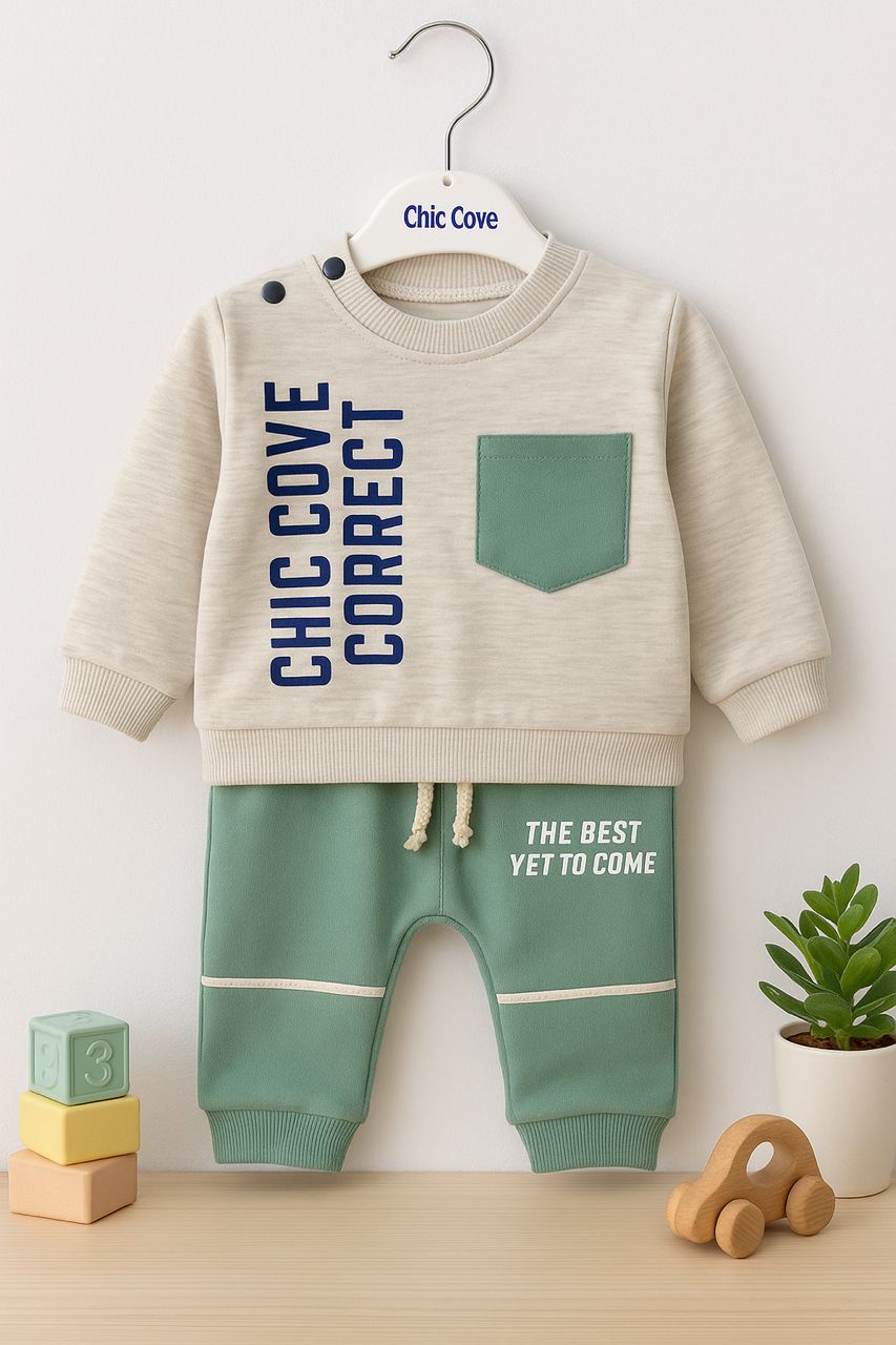 Ensemble enfant – Sweat “Chic Cove Correct” + pantalon jogging “The Best Yet To Come” 🌟