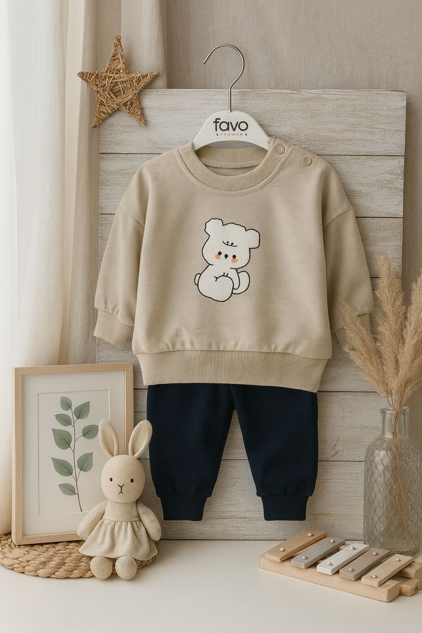Ensemble Bébé Doux "Petit Ours" – 2 pièces