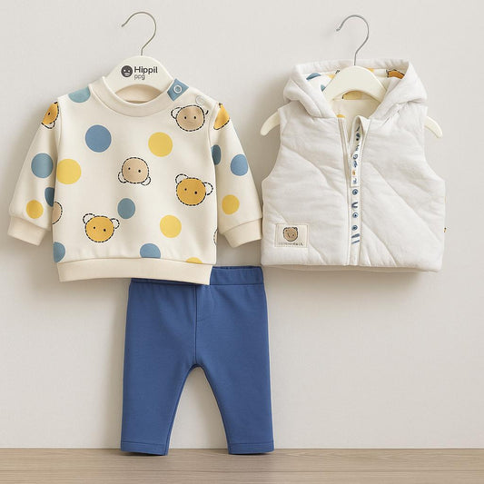 Ensemble Bébé "Ours Polka" – 3 pièces